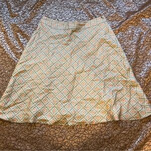 Valerie Stevens 100% Silk Cream and Orange A-Line Skirt